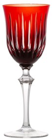 Taça de Cristal Lapidado Artesanal p/ Água - Vermelho - 66  Vermelho - 66