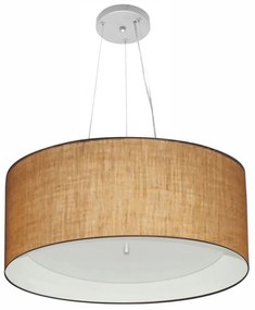 Lustre Pendente Cilíndrico Md-4145 Cúpula em Tecido 50x25cm Palha / Branco - Bivolt