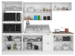 Armário de Cozinha Modulado 5 Peças Com Pia Inox CJ3 Duna P09 Branco -