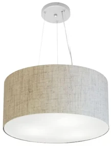 Lustre Pendente Cilíndrico Md-4185 Cúpula em Tecido 45x21cm Rustico Bege - Bivolt