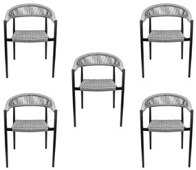 Kit 5 Cadeiras Área Externa de Alumínio Carmy com Corda Naútica Preto/Grafite G56 - Gran Belo
