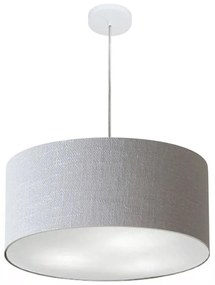 Lustre Pendente Cilíndrico Md-4049 Cúpula em Tecido 50x21cm Rustico Cinza - Bivolt