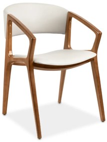 Cadeira com Braço Camilly Estofada Encosto com Detalhe Madeira Estrutura Madeira Liptus Design Sustentável