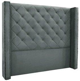 Cabeceira Cama Box King 195cm e Recamier Vicenza Veludo Cinza S04 - D'Rossi