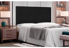 Cabeceira Painel Aquilla Para Cama Box King 195 cm Corino - D'Rossi - Preto