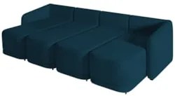 Sofá Cama Casal para Sala 356cm Polska Z08 Veludo Azul - Mpozenato