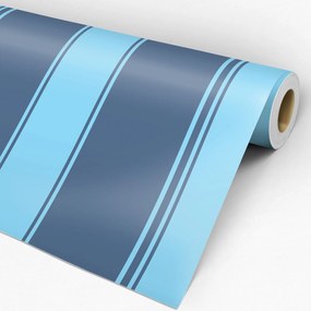 Papel de parede adesivo listrado azul