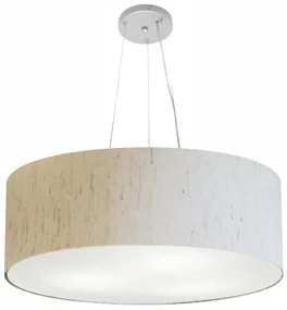 Pendente Cilíndrico Linho Bege MJ-4070 Para Mesa de Jantar e Estar