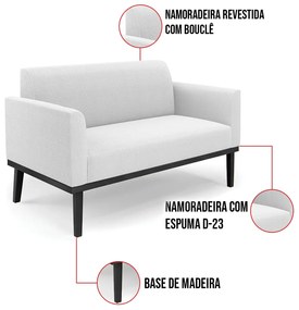 Namoradeira e Poltrona Base Madeira Preto Marisa Bouclê Off White D03 - D'Rossi