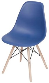 Cadeira Eames Polipropileno Azul Marinho Fosco Base Madeira - 49322 Sun House
