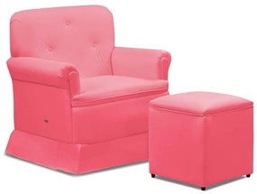 Poltrona de Amamentação Base Balanço e Puff Lígia Sintético E03 - D'Rossi - Pink