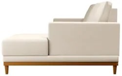 Sofá Living 200cm 3 Lugares Com Chaise Direito Kayrós D05 Linho Bege -