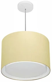 Pendente Cilíndrico Bege MJ-4292 Para Mesa de Jantar e Estar