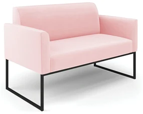 Sofá Namoradeira Base Industrial Preto Marisa Suede Rosa Bebê D03 - D'Rossi