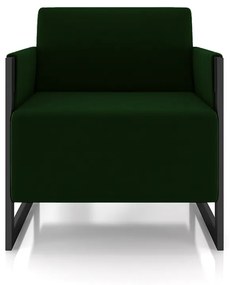 Poltrona Decorativa Sala de Estar Moria Base em Ferro Veludo Preto/Verde G33 - Gran Belo