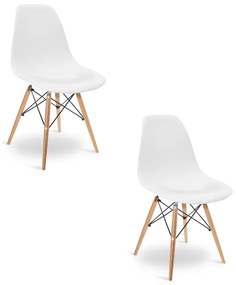 Cadeira Sala de Jantar kit2 Eiffel Eames Base Madeira Branco F02 - D'Rossi