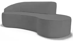 Sofá Living 3 Lugares 230cm Braço Esquerdo Mozart D06 Linho Cinza Esc