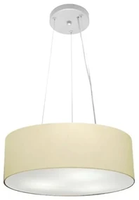 Lustre Pendente Cilíndrico Md-4181 Cúpula em Tecido 40x15cm Algodão Crú - Bivolt