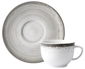 Xicara Chá 200Ml Com Pires Porcelana Schmidt - Dec. Esfera Cinza 2416
