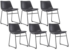 Kit 06 Cadeiras Decorativa Sala de Estar Recepção Fixa Maia PU Preto G56 - Gran Belo
