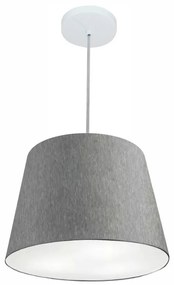 Lustre Pendente Cone Md-4155 Cúpula em Tecido 30/40x30cm Rustico Cinza - Bivolt