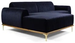 Sofá 255cm 4 Lugares com Chaise Esquerdo Pés Gold Molino C-287 Veludo