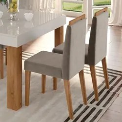 Kit 2 Cadeiras Estofadas Para Sala de Jantar Alana N04 Vanilla/Ipê - M