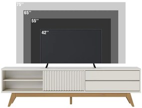 Rack para Sala Bancada de TV 75 Pol 200cm Licia C04 - D'Rossi - Off White