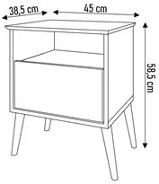 Mesa de Cabeceira Kit 2 45cm 1 Gaveta Caribe B02 Off White/Naturalle -