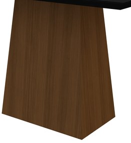 Mesa de Jantar Retangular Tampo com Vidro Ester 160 cm Preto Base Imbuia - D'Rossi