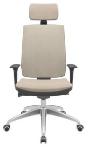Cadeira Office Brizza Soft Poliester Fendi Autocompensador Com Encosto Cabeça Base Aluminio 126cm - 63471 Sun House