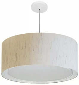 Pendente Cilíndrico Linho Bege MJ-4298 Para Mesa de Jantar e Estar