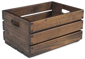 Caixote de Madeira com Alças 46 cm Castanho - TD 56645
