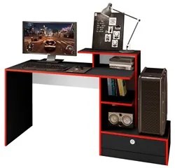 Escrivaninha Gamer 150cm 1 Gaveta Tech A05 Preto/Vermelho - Mpozenato