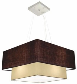 Lustre Pendente Duplo Quadrado Vivare Md-4066 Cúpula em Tecido 50x35cm - Bivolt