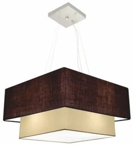 Lustre Pendente Duplo Quadrado Vivare Md-4066 Cúpula em Tecido 50x35cm - Bivolt