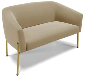 Sofá Namoradeira 2 Lugares Pé de Ferro Dourado Stella Suede Marrom Rato D03 - D'Rossi
