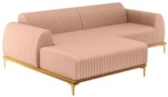 Sofá 265cm 4 Lugares com Chaise Esquerdo Pés Gold Molino C-105 Linho R