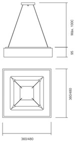 Pendente Belize 36X36Cm Led 24,4W Bivolt / Base Vazada | Usina 19012/3... (CP-M - Champagne Metálico, 3000k)