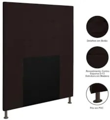 Cabeceira Cama Box Solteiro 90cm Safira Sintético Marrom Z51 - Mpozena