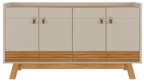 Buffet Aparador Decorativo Giustino Puxador em PU 160cm Nature/Off White G77 - Gran Belo