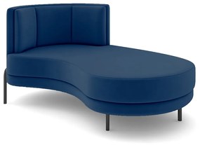 Sofá Chaise Lado Direito Downey Sala de Estar Veludo Azul G15 - Gran Belo