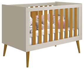 Berço Mini Cama Noah com Pés Retrô em Madeira - Areia e Savana - Berço Mini Cama Noah com Pés Retrô em Mel - Areia e Savana