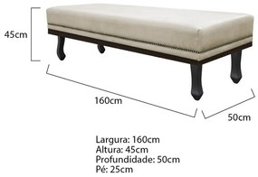 Calçadeira Queen Orlando P02 160 cm para cama Box Linho - ADJ Decor