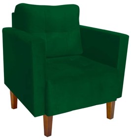 Poltrona Livia Suede Pés Chanfrado Castanho - D'Rossi - Verde