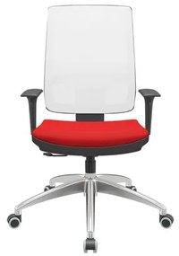 Cadeira Office Brizza Tela Branca Assento Aero Vermelho RelaxPlax Base Aluminio 120cm - 63844 Sun House
