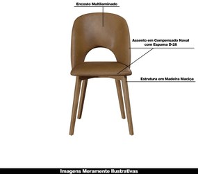 Kit 3 Cadeiras Decorativas Sala de Jantar Madeira Maciça Hadassa PU Marrom/Nogueira G13 - Gran Belo
