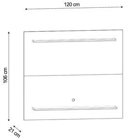 Painel para TV Suspenso 50 Pol 120cm 2 Prateleiras Mercy Branco M12 - D'Rossi