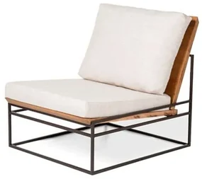 Poltrona Luxor Assento Linho Cru Base Ferro Preto - 37417 Sun House