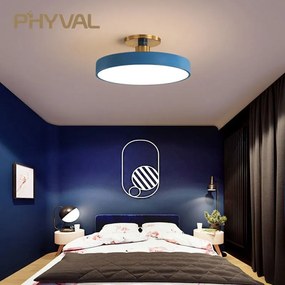Plafon Luminária Phyval nordic led luz de teto criativo quarto sala jantar lâmpada moderna sala estar corredor varanda luzes decoração dispositivo elétrico - Amarelo - White Light | 50cm